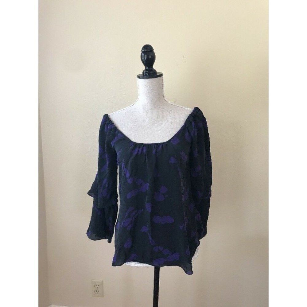 Parker Multicolored Silk Open Shoulder Scoop Neck